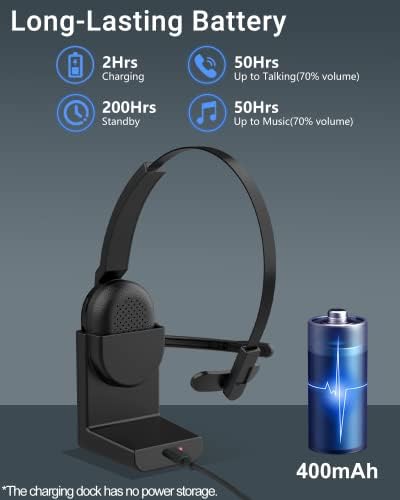 Bluetooth Слушалка с микрофон, Безжична Слушалка с Шумопотискане HUAKUA AI с бутон за изключване на звука, Време на разговор