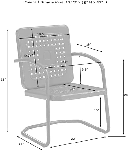Crosley Furniture CO1025-NV Бейтс Комплект Улични метални столове в Ретро стил от 2 теми, тъмно син Блясък