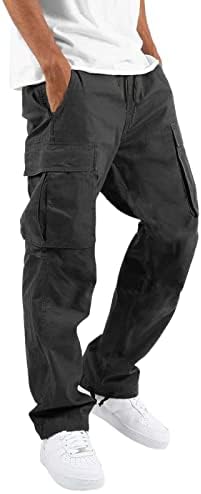 DOUHEN Мъжки Панталон Cargo Панталони, Цветни Панталони Карго Тъкани Мъжки Скута Шапки Въже За Краката Плътен Джоба на Улицата
