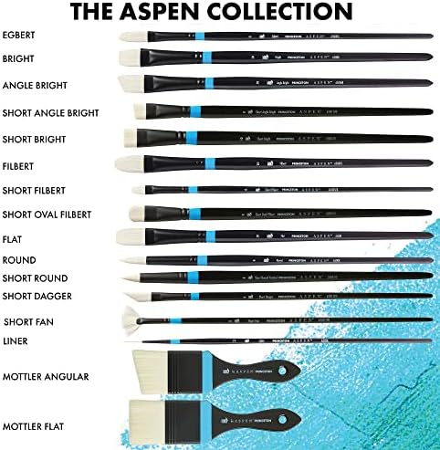 Принстън художник Brush Co. Aspen 6500 Series - Короткоугольная четка с дълга дръжка Bright Size 4 - Единично Синтетична