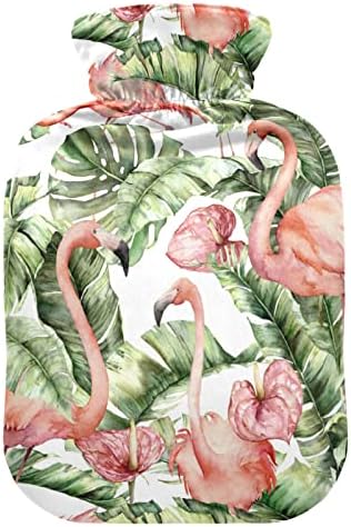Oarencol Топло на Палме Тропически Розови Фламинго Животни на Зелени Листа Пакет за Топла Вода с Капак за Горещ и студен Компрес