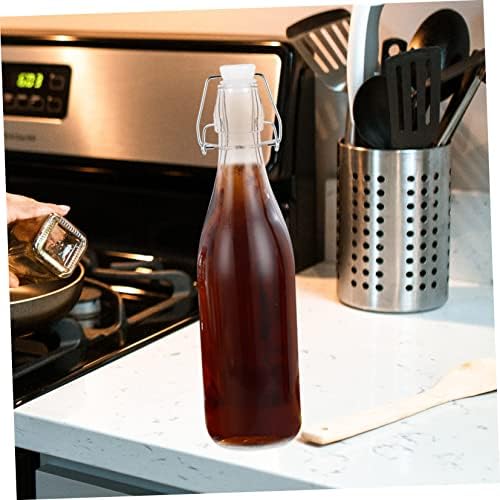 Luxshiny 2 елемента Стъклена бутилка с капаче Стъклен съд с капак Прозрачни Стъклени бутилки с капачки от Стъклени Бутилки за пиене