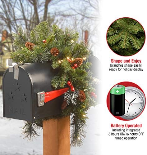 Предварително осветени Изкуствена Коледна Пощенска кутия Tree National Company, украсени с Многоцветни орнаменти и бели led светлини, 3-Подножието смърч Crestwood