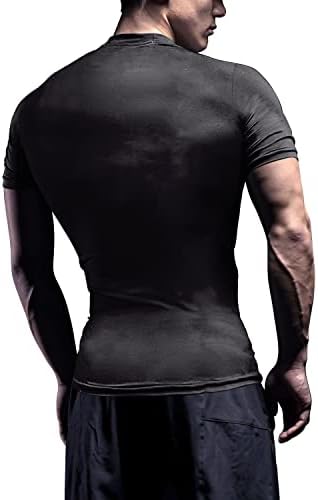 Мъжки Компресиране Риза с Къс Ръкав, Ежедневни и Спортни Фланелки, Спортни Потници за Фитнес за Мъже