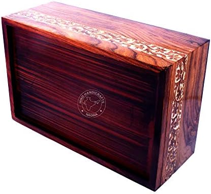 Хинд ръчно изработени Изделия и бордюри от палисандрово дърво, за Ръчна работа с надпис, Дървена кутия за Кремация/Урна