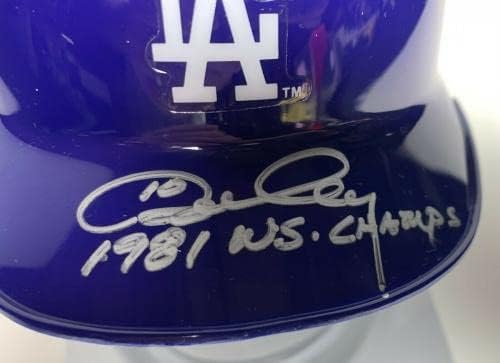 Мини-каска с автограф на Рон Сеейки 1981 WS Champs JSA W738941 - Мини-каски MLB с автограф