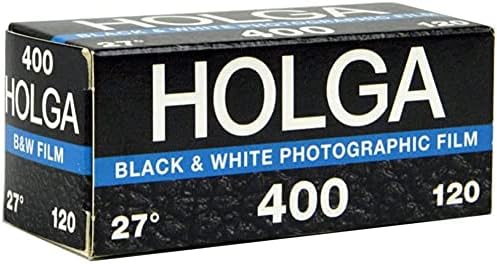 Камера Holga 120 N бяла + фолио Holga ISO 400 120 среден формат, BW + калъф
