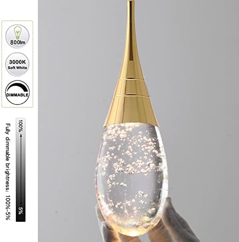 Подвесное осветление JoollySun 1-Light Сълза: Модерни led висящи лампи с един мини-кристал за Кухня, Островен бар, Спалня, Баня - Полированное