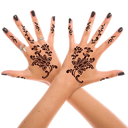 Шаблони Шаблон за татуировки (12 Листа), Определени Временни Татуировки за ръце Konsait за Еднократна употреба с Къна, Арабски и Индийски