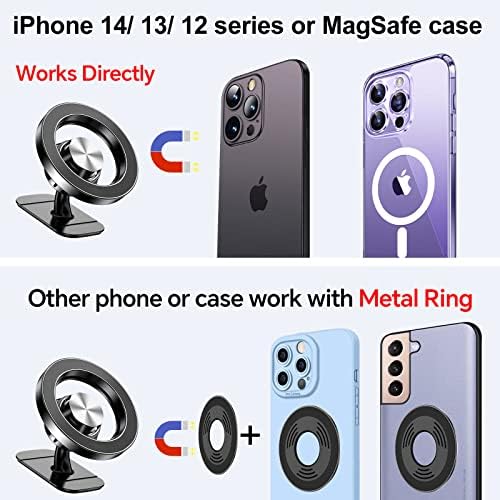 【2 опаковки】 за iPhone Планина за телефон Magsafe, 【Супер силен магнит】 Магнитен държач за мобилен телефон за кола 【Въртене на 360