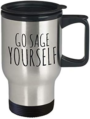 HollyWood & влакното наблизо Go Sage Yourself Чаша Забавно Пътна Чашата за Кафе С Изолация от Неръждаема Стомана