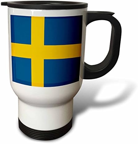 3D Чаша за пътуване Знаме на Швеция, Шведски Синьо и златисто-жълто Скандинавски Кръст, Златен Скандинавски свят, 14 грама,
