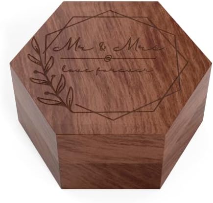 Кутия за Годежни пръстени в селски стил за Сватбената церемония, 2 Слота | Дървен Държач за пръстени, Кутия за пръстени