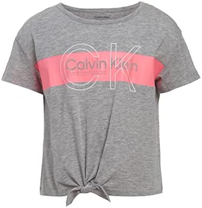 Тениска Calvin Klein Girls' Performance с къс ръкав и завязкой Отпред