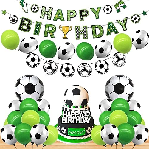 Футболни Украса за Парти по Случай рождения Ден на Футболен Банер честит Рожден Ден на Футболни Балони За Мъжки Парти По Случай рождения