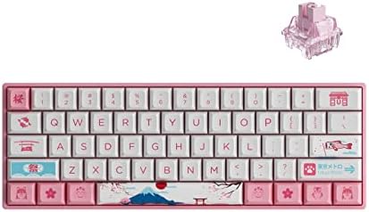 Akko World Tour Tokyo 3061S 60% Розова Жичен ръчна детска клавиатура с подсветка RGB, гореща замяна, с клавишными капачки PBT с профил OSA и NKRO (жълто-розови ключове)