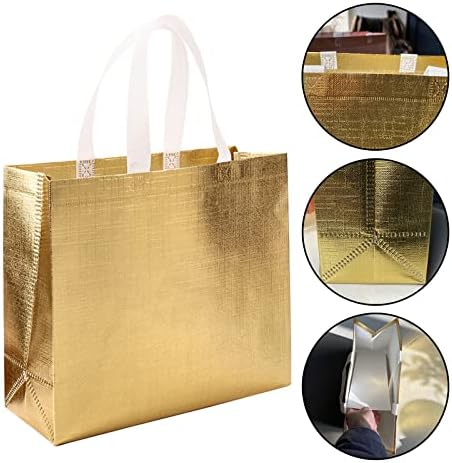 Подаръчни пакети YueLaiFu Gold с дръжки, торби за многократна употреба за пазаруване, подаръчни пакети за сватбени партита за шаферките (опаковка от 6 броя)