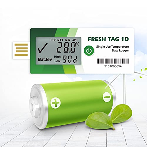 Данни дървар температура Freshliance LCD Еднократна употреба с доклад във формат PDF 30 дни 1 опаковка Fresh Tag1D