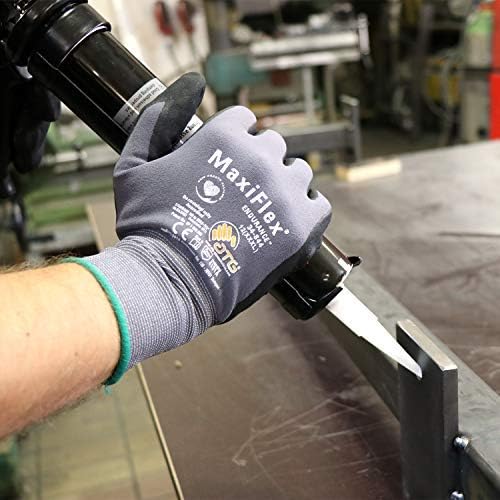 Комплект от 3 чифта ръкавици MaxiFlex ATG 34-874 с нитриловым микропенным покритие за улавяне на дланта и пръстите - отлично сцепление и устойчивост на износване (12, малка)