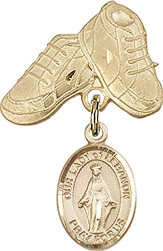 Детски икона Jewels Мания за талисман на Дева мария Ливан и игла за детски сапожек | Детски иконата със златен пълнеж с амулет Дева мария от