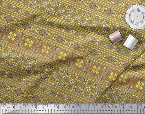 Тъкани от памук джърси Soimoi райе и марокански декор под формата на калейдоскоп, кърпа с принтом ширина 58 см