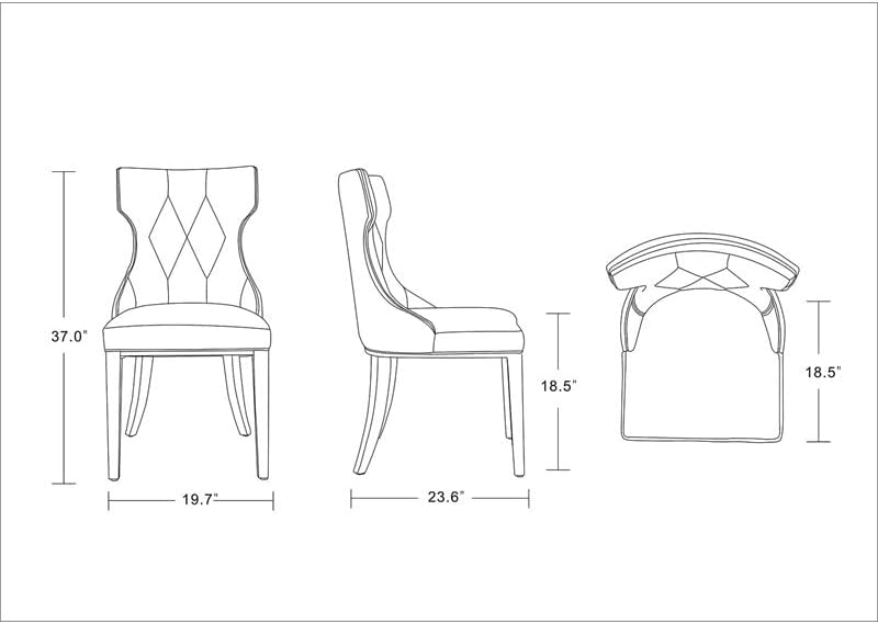 Трапезария стол Manhattan Comfort Reine средата на века модерна, осеян кадифе, с възможност за сгъване на облегалката, комплект от 2 теми, еднаква по размер, черна
