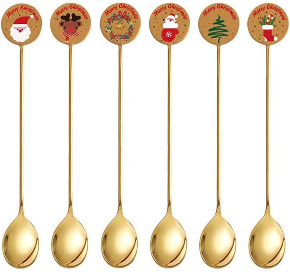 KESTY Коледни Прибори за хранене От Неръждаема Стомана Лъжица За Разбъркване на Кафе Десерт Лъжица Подарък Кутия Набор от Christmaspendantgold6forkgiftbox