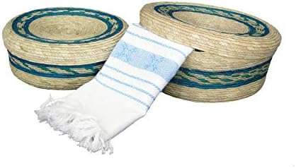 2 опаковки мексикански палмови корзиночек ръчно изработени с капак и 1 тканая салфетка (мексиканска сервилета) от памук,