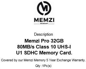 MEMZI PRO 32 GB, клас 10 80 Mb/s. Карта с памет, SDHC карта за цифрови фотоапарати Sony Alpha a30, a33, a35, a37 със Сменяеми