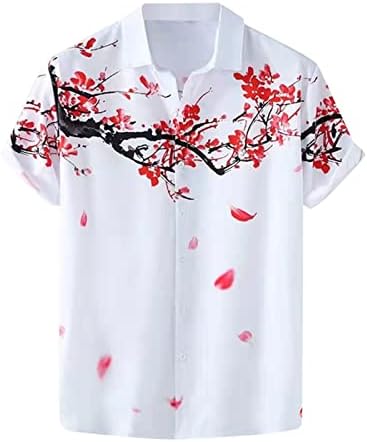 Мъжки Хавайски Ризи с Джоб, Мъжки Ризи с къси ръкави, Ежедневни Хавайски Модни Летни Блузи с Къс Ръкав, Риза
