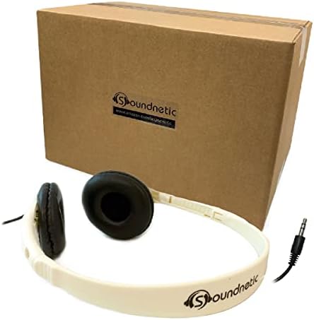 Стерео слушалки Soundnetic SN401 за обучение в класната стая с подложки от изкуствена кожа, бели, количество 100 броя, опаковка от 1