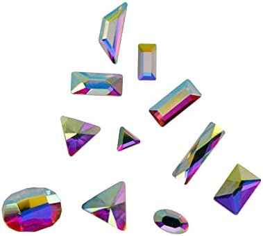 20pcs AB Стъклени Кристали и Кристални, с фиксирана облегалка, Блестящи 3D Декорации за Дизайн на ноктите, Цветни Каменни Аксесоари за облекло, Аксесоари - (Цвят: AB-P5)