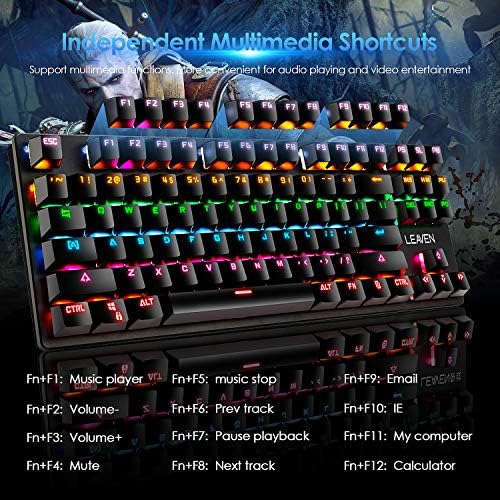 Ръчна Детска Клавиатура и мишка Комбинирана, 87 клавиши Компактна клавиатура с дъгова осветление, RGB подсветка 6400 dpi Лека Детска мишка с метална обвивка за геймъри н?