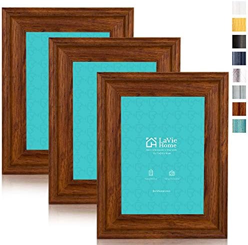 Рамки за снимки LaVie Home 5x7 (3 опаковки, потертое бяло дърво), Комплект Рамки в селски стил със стъкло с висока разделителна способност