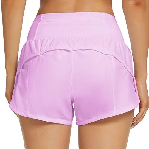 Дамски шорти за бягане Rrosseyz с подплата, Дамски Спортни Панталони с висока Талия и джоб с цип за тренировки във фитнеса -
