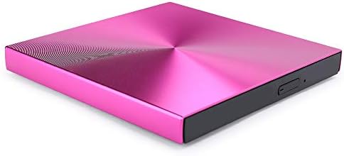 ASHATA устройство запис на DVD-дискове, USB 3.0 устройство DVD записващо се захранва от USB порта Plug and Play за лаптоп (розово-червен)