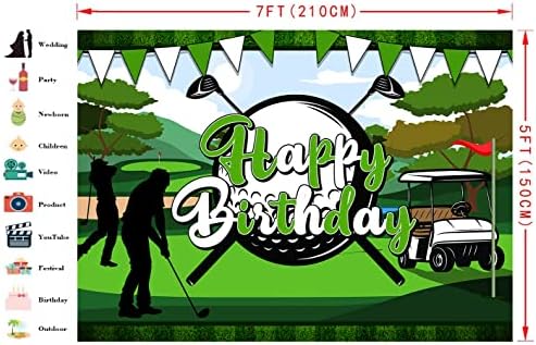 На фона на партито в чест на рождения Ден на Голф Фон за снимки на Колички за голф FHZON Овесени ядки Трева Подпори За Фотобудки Банер честит Рожден Ден Аксесоари За Па