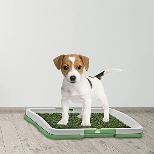 Килимче за баня от изкуствена трева за кученца и малки домашни любимци - Преносим Приучитель към гърне за вътрешна и външна употреба от Petmaker - Puppy Essentials, 18,5 x 13