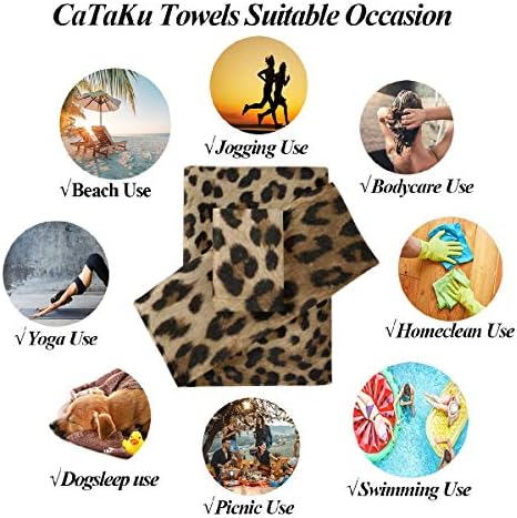 Комплект кърпи CaTaKu от 3 теми, Леопардовое кърпа, комплекти за баня, 1 кърпи за баня, 1 Гъба, 1 кърпа за ръце, комплект хавлии за баня с домашен любимец принтом, 3 меки мул?