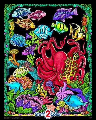 Stuff2Color Октопод Den - Размити плакат - Идва неокрашенным за Оцветяване за деца и възрастни от всички възрасти - Идеалното занимание на