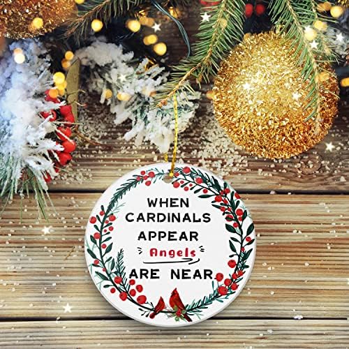 Появяват кардинали ДЖЕЗЗИ - Коледна украса - Празнични керамични подарък за спомен 3,5-Инчов Фарфорово-Керамичен диск с плосък кръг - Украса за Коледна елха - Идея за ?