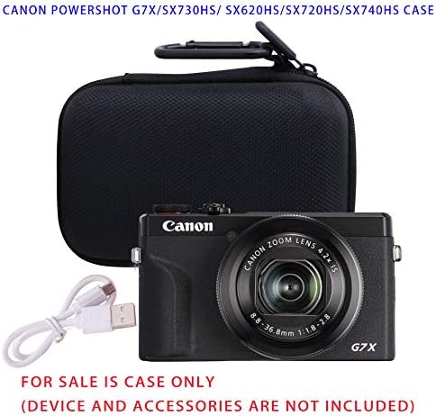 твърд пътен калъф waiyu от EVA за цифров фотоапарат Canon PowerShot G7X/SX730HS/SX620HS/SX720HS/SX740HS (черен)
