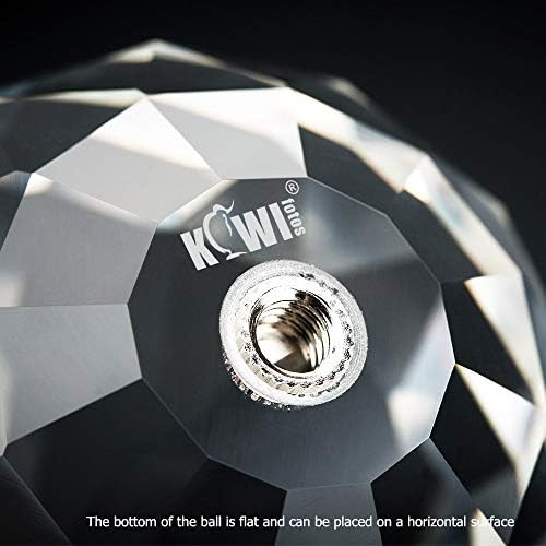 KIWIFOTOS K9 Прозрачно Стъкло Кристална Топка Призма, Стъклена Топка с Диаметър 60 мм с вътрешна резба 1/4 -20 + Калъф за
