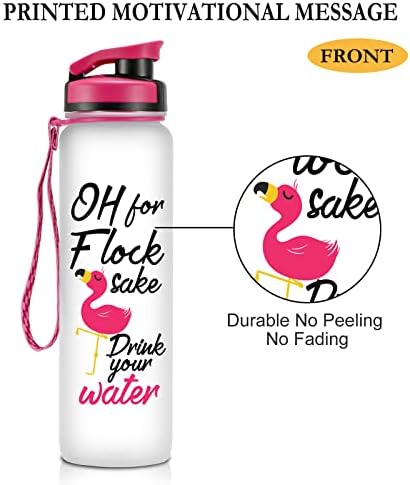 Мотивирующая бутилка за вода LEADO обем 32 грама на 1 литър с марка време - в името на Флока Пийте Си водата - Забавни Подаръци за Деня на Майката, Фламинго за Рожден Ден з
