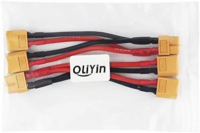 OliYin 2 елемента XT60 2-Мъжки 1-Женския Паралелен Адаптерному Кабел 14awg 3,93 инча за RC LiPo Батерия (опаковка от 2)
