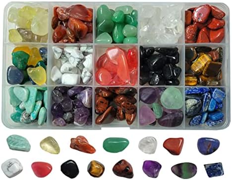 Rocktone 15 Вида на Необработени Разнообразни Кристални Камъни в насипно състояние, Натрошени Каменни Смляни Лечебни Кристали,