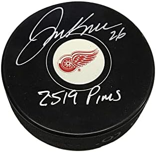 ДЖО КОЧУР подписа на шайбата на Детройт Ред Уингс - 2519 шайби НХЛ с автограф
