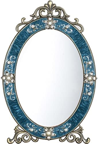 Огледало MJWDP Огледало за грим Десктоп Метално Огледало за тоалетка вечеря в Студентски Квартири Десктоп огледало за плотове (Цвят: D, размер: