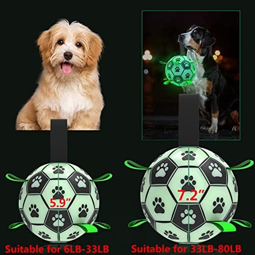 Raujout Pue Флуоресцентно блестящ кученце футбол, Играчки за Куче футбол, Играчка За Дресура на Кучета, Интерактивни Играчки За Кучета,