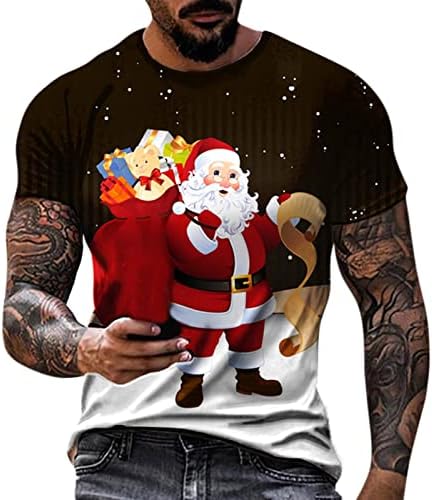 DSODAN, Коледни тениски с къс ръкав за мъже, 2022, Забавни Коледни тениски с принтом Дядо Коледа и кръгло деколте, Потник, тренировочная Дизайнерска тениска